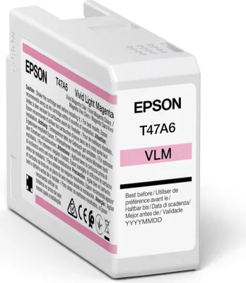 Obrázek produktu pro Epson Singlepack Vivid Light Magenta T47A6 UltraChrome Pro 10 ink 50ml, Světle purpurová, 50 ml, 1 kusů, Balení po jednom