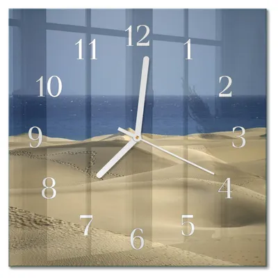 Produktbild von Tulup Glasuhr Wanduhr Küchenuhr Echt-Glas 30x30 cm Modern Dekorativ Geräuschlos Weiße Zeiger - Meeresdünen