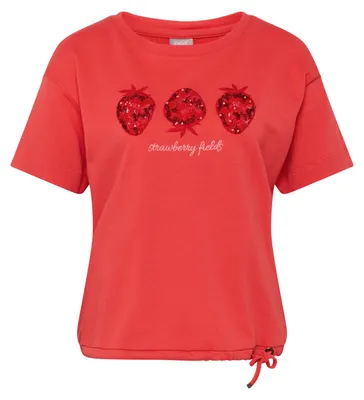 Produktbild von Rabe T-Shirt Koralle Größe 52 mit Pailletten-Erdbeermotiven und Tunnelzug