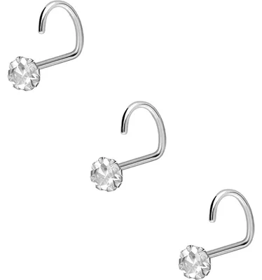 Produktbild von Nasenpiercing, Nasenstecker SET 925er Silber Nasenstecker Spirale EINGEFASSTER KRISTALL