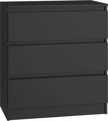 Produktbild von Moderne große Kommode MALWA M3 mit 3 Schubladen – Griffloses Design | Farbe: Schwarz | Größe: 75x70x40 cm
