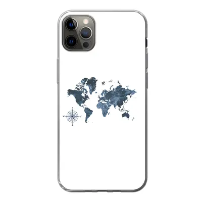 Produktbild von MuchoWow® Handyhülle Schutzhülle Hülle für iPhone 13 Pro Max Weltkarte - blau - Kompass Silikon Softcase Handy Hülle - Mobiltelefon