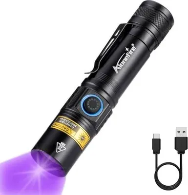 Produktbild von Alleinfire SV38 5W 365nm UV Torch Typ C USB wiederaufladbare ultraviolette Schwarzlicht -Haustier -Urin -Detektorharz, Fischerei, Skorpion, Bernstein,