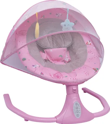 Image de Transat électrique avec télécommande+4 vitesses+musique+Bluetooth+fonction minuterie Balançoire bébé (rose) pour 0-20 mois