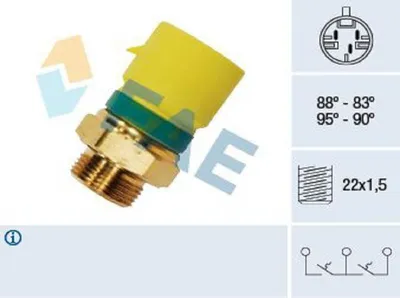 Produktbild von FAE 38210 Temperaturschalter Kühlerlüfter Thermoschalter für OPEL Astra F CC (T92) Calibra A (C89) Astra F Caravan (T92) Vectra A Limousine (J89)