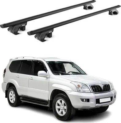 Image de Barres de toit ABE pour Toyota Land Cruiser 125 155 2003-2021 3 P Alu Noir 2x