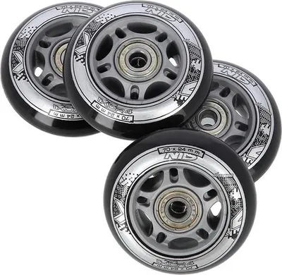 Image de Jeu de roues enPolyuréthanenoir 70x24 + roulements ABEC9 NILS EXTREME