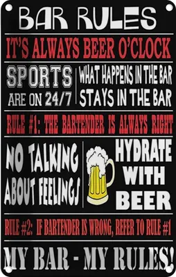 Produktbild von vianmo Blechschild 18x12 cm Bar rules Bier my bar my rules