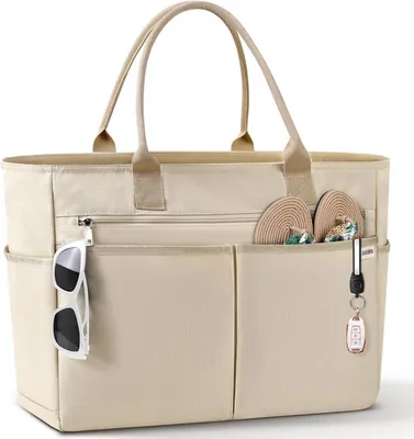 Zdjęcie produktu dla Torba plażowa XXL damska z zamkiem błyskawicznym 40L Khaki