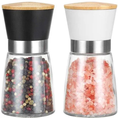 Productafbeelding van Pepermolen set - Keramisch, bamboe, 2 stuks - 13,5 cm