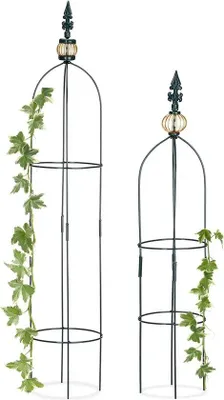Obrázok produktu pre Séria voľne stojacich obeliskov s výškou 2 – 995 cm a 80 cm – tmavozelená – pre záhony a ako opora pre rastliny, polkruhová