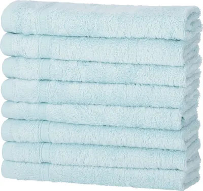 Produktbild von 8er Pack Duschtücher 70x140 cm Baumwolle Weich Frottee Uni Saugfähig Duschtuch, Farbe:hellblau