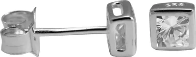 Produktbild von 925 Sterling Silber Ohrstecker mit quadratischem Zirkonia Farbe - Transparent