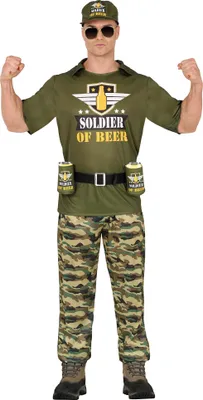 Produktbild von Militär Bier Held Outfit Junggesellenabschied Spaß Party Camo Hose Abenteuer Uniform, Größe: 52 - 54 (L) Farbe: Grün