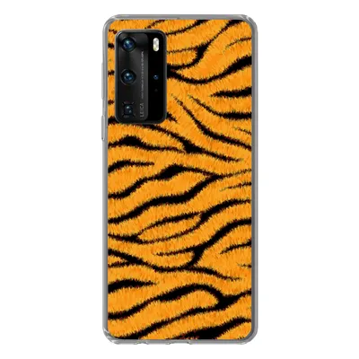 Produktbild von MuchoWow® Handyhülle Schutzhülle Hülle für Huawei P40 Pro Tigerdruck - Orange - Schwarz Silikon Softcase Handy Hülle - Schutz