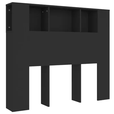 Produktbild von vidaXL Kopfteil mit Ablagen Schwarz 120x18,5x102,5 cm