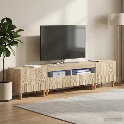 Productafbeelding van Maison Exclusive - LED TV-meubel, 3-delig, Sonoma-eikenhout fineer