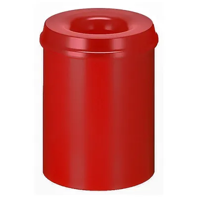 Produktbild von Selbstlöschender Papierkorb & Abfallsammler aus Metall | 15 Liter, HxØ 36x26cm | Rot