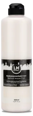 Produktbild von LM-Kreativ Badewannenlack 3in1 500 ml, Weiß wie Sandstein – 2K-Lack mit Aktivator für Badewanne, Dusche, Waschbecken & Fliesen, hochdeckend