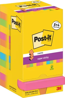 Zdjęcie produktu dla Karteczki samoprzylepne Post-it R330-SSCARN-P8+4 76x76mm 90 karteczek kolorowych 12 szt./opak.