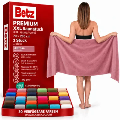Produktbild von Betz Saunatuch 70 x 200 cm PREMIUM 100% Baumwolle Badetuch Liegetuch Strandtuch   Farbe: altrosa
