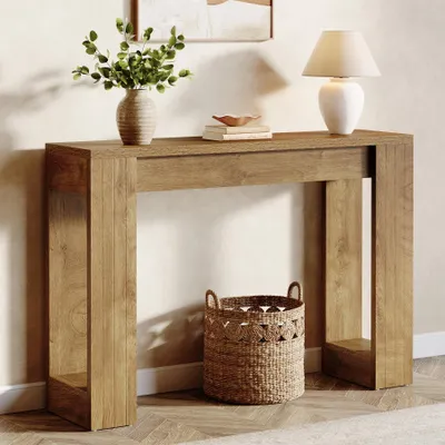 Obrázok produktu pre Tribesigns 105 cm dlhý konzolový stolík, rustikálny drevený stolík za pohovkou, úzky stolík do predsiene, chodby, obývacej izby