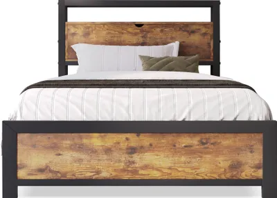 Produktbild von MODFU Jugendbetten 90x 200 cm Metallbett Einzelbett Jugendbetten Kinderbett Bettgestell Bettrahmen, ohne Matratze, Braun