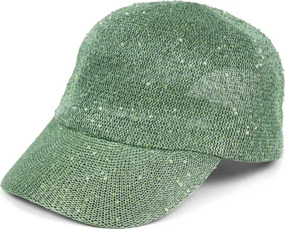 Produktbild von styleBREAKER Damen Sommer Baseball Cap gewebt mit Pailletten | Luftiges Basecap mit Metallschnalle verstellbar | Einfarbige Schildkappe für Strand und Freizeit