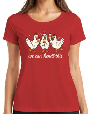 Produktbild von we can hendl this Hennen Party Lustig JGA Statement Sarkasmus Huhn Damen T-Shirt, Rot, L