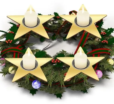 Produktbild von Holz-Adventskranz 4-teilig Kerzenhalter Dekoration