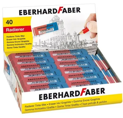 Produktbild von EberhardFaber Radiergummi Standard 55x19x9mm rot/blau Kautschuk 585443