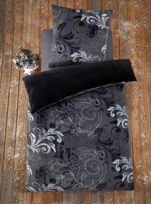 Produktbild von Bettwäsche Winter Flausch Cashmere Touch Uni Wende warm 2 teilig 135x200 mit RV Farbe Ranke Anthrazit