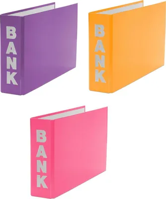 Produktbild von 3x Bankordner / 140x250mm / für Kontoauszüge / je 1x orange, lila, pink