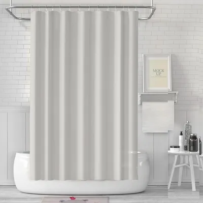 Produktbild von Duschvorhang 180 x 180 cm, schimmelresistent, wasserdicht und abwaschbar, aus PEVA, mit 12 Duschringen, beige