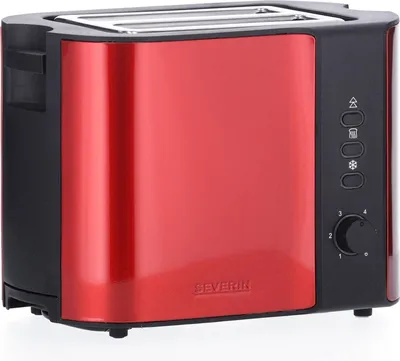 Obrázek produktu pro Severin AT 2217, 2 krajíců, Metalická, Červená, Nerezová ocel, Knoflíky, 800 W, Typ F
