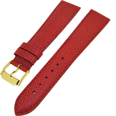 Produktbild von Uhrenarmband Lederband Rot Ton in Ton 20mm Dornschließe Gold
