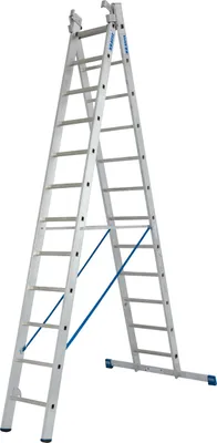 Zdjęcie produktu dla Wielofunkcyjna drabina szczeblowa STABILO, z rolkami przyściennymi, 3x12 szczebli, 133700