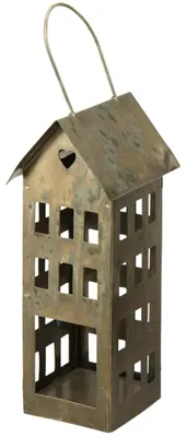 Produktbild von Windlicht Haus Griff Kerzenhalter Used Metall braun 16,5 cm