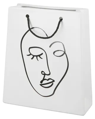 Imagen del producto de Jarrón Gilde, rectangular, "Visione", con motivo facial, de cerámica, blanco, unidad de venta: 2, largo: 7 cm, ancho: 20 cm, alto: 23 cm. Código: 32062 4063387320624