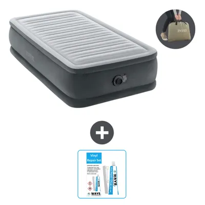Obrázok produktu pre Intex Airbed - 1 osoba - 99 x 191 x 46 cm - Sivá - Vrátane pumpy - Opravná súprava