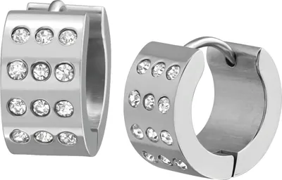 Produktbild von 316L Chirurgenstahl Klappcreolen Ohrringe 14mm mit Kristallen