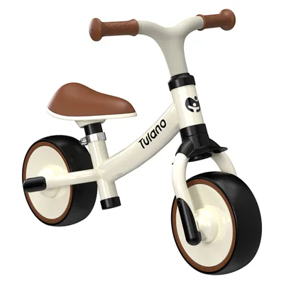 Produktbild von TULANO Scout 15 Cream | Kinder Laufrad Lauflernrad Erstes Fahrrad | 18-48 Monate | ohne Pedal | höhenverstellbarer Sattel | Lenkradschloss | Beige