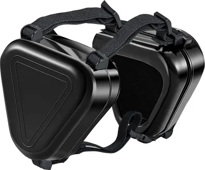 A black pair of noise-canceling earmuffs for dogs, shown from a diagonal angle against a white background.
