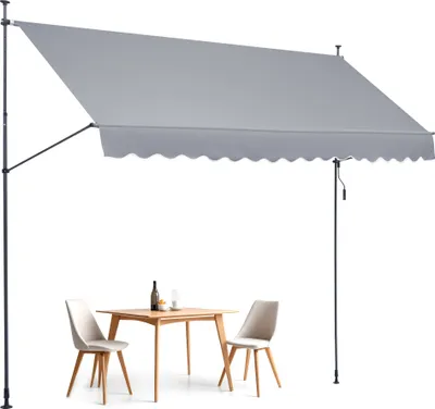Image de VEVOR Store de terrasse rétractable 157 x 47 pouces, protection solaire pour store avec manivelle manuelle, abri de terrasse Sunsetter Deck, réglable en hauteur de 86 à 122 pouces