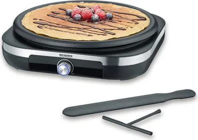 Produktbild von SEVERIN Crepes Maker CM 2199, XXL-Grillplatte, Kunststoff, gebürstet schwarzsilber, antihaftbeschichtet, inkl. Teigspatel und Crepeswender, für süße und herzhafte Crepes