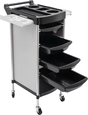 Produktbild von Salonwagen - Friseur Rollwagen mit 6 Schubladen - PP-Kunststoff - Mit Rollen - 36 x 37 x 85 cm - Montage erforderlich - Schwarz