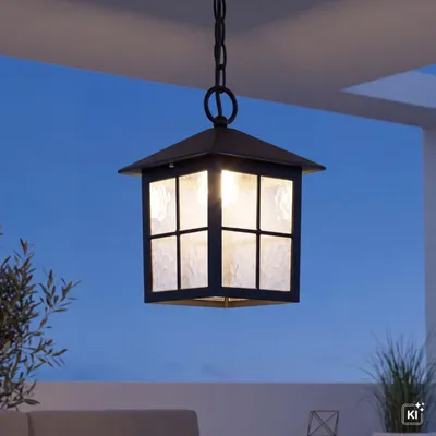 Produktbild von Pendelleuchte außen Rustikal Schwarz IP43 regenfest E27 Außenlampe Terrasse Garten Eingang, KI-generiertes Bild