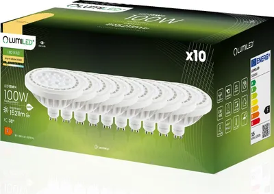 Produktbild von LUMILED LED žiarovka sada 10 žiaroviek ES111 GU10 s päticou 230V 15W (zodpovedá 100 W) Teplá biela 3000K 38° biela 1521 lm Reflektor