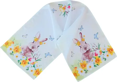 Produktbild von Tischläufer VERA Osterhasen & Osterglocken Polyester 40 x 140 cm