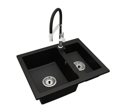 Produktbild von Granit-Küchenspüle YOGI 1,5 Becken mit Küchenarmatur und Siphon